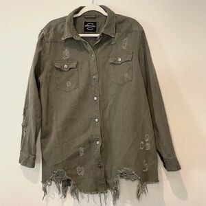 American Bazi Oversized distressed denim jacket/shacket